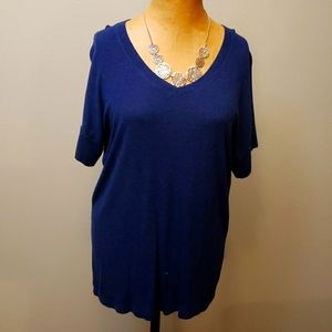 Women's Blue V-neck Tee